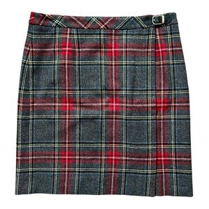 VINTAGE PENDLETON Women’s 100% Virgin Wool Red Grey Plaid Tartan Pencil Skirt